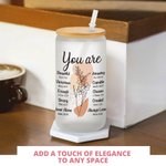 Gepersonaliseerde Geboortebloem Bijbel Citaten 20oz Frosted glazen beker met deksel en rietje christelijke Inspiratie Moederdag cadeau voor vrouwen