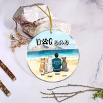Personalizzato Mamma cane o papà cane Ornamento da appendere in acrilico rotondo con sfondo marino Regalo di Natale e compleanno per gli amanti dei ca