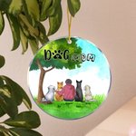 Personalizzato Mamma cane o papà cane Ornamento da appendere in acrilico rotondo con sfondo verde Regalo di Natale e compleanno per gli amanti dei can