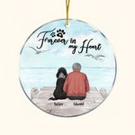 Personalizzato Forever in My Heart Ornamento da appendere in acrilico rotondo con sfondo di gabbiano Regalo di Natale e compleanno per chi ama i cani