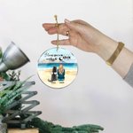 Personalized I Love You to the Moon and Back Round Acrylic Hanging Ornament with Seaside Scenery Background Christmas Birthday Gift for Dog Lover