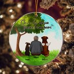Personalized Once by My Side Forever in My Heart Round Acrylic Hanging Ornament with Green Glass Background Christmas Birthday Gift for Dog Lover