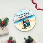 Personalized I Love You to the Moon and Back Round Acrylic Hanging Ornament with Seaside Scenery Background Christmas Birthday Gift for Dog Lover