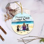 Personalized I Love You to the Moon and Back Round Acrylic Hanging Ornament with Seaside Scenery Background Christmas Birthday Gift for Dog Lover