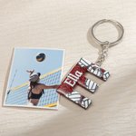 Portachiavi personalizzato a forma di cuore di pallavolo con nome e cognome Regalo di compleanno per gli amanti della pallavolo