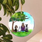 Personalized Once by My Side Forever in My Heart Round Acrylic Hanging Ornament with Green Glass Background Christmas Birthday Gift for Dog Lover