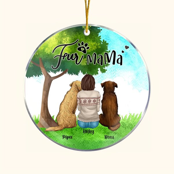 Personalizzato Mamma o papà di pelliccia Ornamento da appendere in acrilico rotondo con sfondo in vetro verde Regalo di Natale e compleanno per gli am