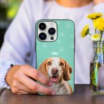 Acuarela Personalizada Foto Mascota TPU Slim Phone Case con Nombre Multicolor Disponible Regalo para Amante del Perro Gato