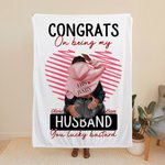 Personnalisé Line Heart Congrats On Being My Husband Soft Blanket Birthday Anniversary Gift for Couple