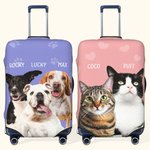 Personalised Pet Photo Multicolour Luggage Cover with Name Fits 18-32 Inches Suitcase Travel Accessories Gift for Travel Lover Pet Lover