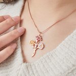 Personalized 1-7 Enamel Birth Flower Family Bouquet Pendant Necklace Birthday Mother's Day Gift for Mom Grandma