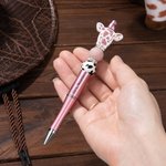 Personlig söt Western Cow Print Beaded kulspetspenna med namn Kontorsmaterial Födelsedagspresent för Cow Lovers