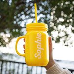 Personalised Multi-colour 20oz Name Tumbler Marson Jar with Lid and Straw Party Bridesmaid Gift for Her