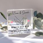 Personalisierte Mutter und Tochter Holding Hands Acryl Plaque mit Text Muttertag Geburtstag Geschenk für Mami