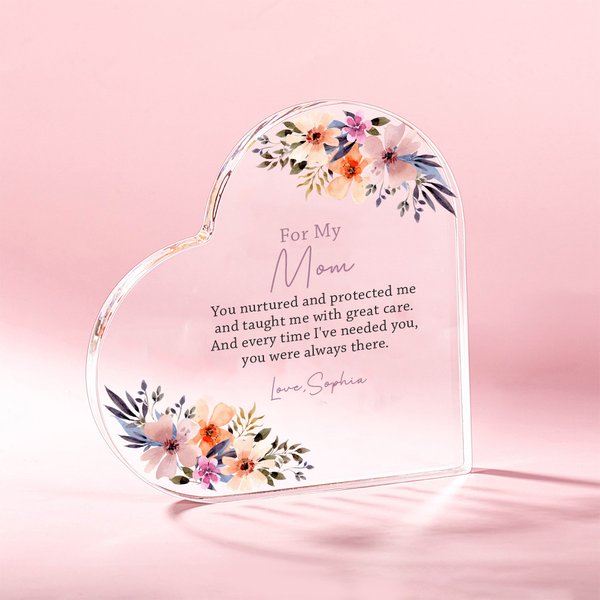 Targa personalizzata in acrilico a forma di cuore con testi e fiori Regalo di compleanno anniversario per la famiglia sorella