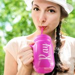 Personalised Multi-colour 20oz Name Tumbler Marson Jar with Lid and Straw Party Bridesmaid Gift for Her