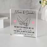 Personalisierte Mutter und Tochter Holding Hands Acryl Plaque mit Text Muttertag Geburtstag Geschenk für Mami