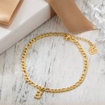 Personalizada ajustable Figaro tobillera con 1-8 Plata Letra Corazón Charm Cristal Iniciales Joyería Cumpleaños Aniversario Regalo para Mujeres