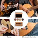 Gepersonaliseerde Houten Gitaarstokjes Magnetische Opbergdoos Set met Gegraveerde Tekst en Symbool Verjaardagsgeschenk voor Muzikant Gitaarspeler