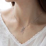 Personalised Hollow Birth Flower Necklace with Birthstone Charm Mother's Day Birthday for Women