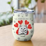 Henkilökohtainen Tämä Ihminen kuuluu Kissa Koira muotokuva 12oz Viini Tumbler Syntymäpäivälahja Lemmikkieläinten rakastaja Omistaja