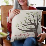 Taie d'Oreiller Personnalisée avec 1-22 Noms en Forme d'Arbre Généalogique Cadeau d'Anniversaire Fête des Mères pour Maman Grand-mère