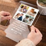 Plaque en Acrylique Personnalisée avec Nom et 4 photos Collage LED Veilleuse avec Base en Bois Cadeau d'Anniversaire de Mariage pour Couple
