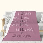 Couverture en Laine Polaire Personnalisée avec Texte et Nom Cadeau d'Anniversaire Fête des Mères pour Maman Grand-mère