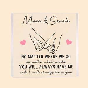 Personalisierte Mutter und Tochter Holding Hands Acryl Plaque mit Text Muttertag Geburtstag Geschenk für Mami