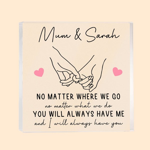 Personalisierte Mutter und Tochter Holding Hands Acryl Plaque mit Text Muttertag Geburtstag Geschenk für Mami