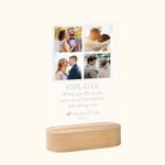 Plaque en Acrylique Personnalisée avec Nom et 4 photos Collage LED Veilleuse avec Base en Bois Cadeau d'Anniversaire de Mariage pour Couple