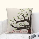 Taie d'Oreiller Personnalisée avec 1-22 Noms en Forme d'Arbre Généalogique Cadeau d'Anniversaire Fête des Mères pour Maman Grand-mère