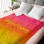 Gepersonaliseerde Multicolor Sparkling Glitter Gradient Design Zachte fleece deken met naam Verjaardag Verjaardagscadeau voor familie