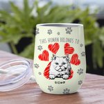 Henkilökohtainen Tämä Ihminen kuuluu Kissa Koira muotokuva 12oz Viini Tumbler Syntymäpäivälahja Lemmikkieläinten rakastaja Omistaja