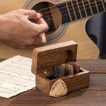 Gepersonaliseerde Houten Gitaarstokjes Magnetische Opbergdoos Set met Gegraveerde Tekst en Symbool Verjaardagsgeschenk voor Muzikant Gitaarspeler