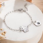 Bracelet Réglable Personnalisé avec Nom Race de Chien et Patte d'Animal Cadeau d'Anniversaire Commémoration pour Amoureux ou Propriétaires des Animaux