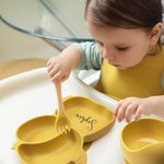 Personalizado Plato Dividido con Ventosa de Silicona de Calidad Alimentaria Juego de Alimentación para Bebés Forma de Elefante Regalo para Bebés