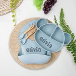 Personalizado Plato Dividido con Ventosa de Silicona de Calidad Alimentaria Juego de Alimentación para Bebés Forma de Elefante Regalo para Bebés