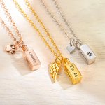 Collier Gravé Personnalisé Texte Pendentif Urne de Cendres Cadeau Commémoratif pour Amoureux des Animaux de Compagnie