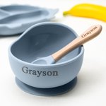 Personalizado Plato Dividido con Ventosa de Silicona de Calidad Alimentaria Juego de Alimentación para Bebés Forma de Elefante Regalo para Bebés