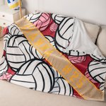 Coperta morbida da pallavolo personalizzata con testo Compleanno Gioco Sport Regalo per chi ama la pallavolo