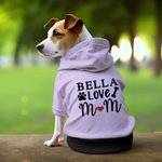 Personalised Multicolour I Love Mom Pet Hoodie with Name Birthday Gift for Pet Lover Owner
