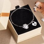 Bracelet Réglable Personnalisé avec Nom Race de Chien et Patte d'Animal Cadeau d'Anniversaire Commémoration pour Amoureux ou Propriétaires des Animaux