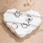 Bracelet Réglable Personnalisé avec Nom Race de Chien et Patte d'Animal Cadeau d'Anniversaire Commémoration pour Amoureux ou Propriétaires des Animaux