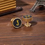 Personalised Leather Gold Initial Cufflinks Wedding Birthday Father's Day Gift for Men Groomsmen