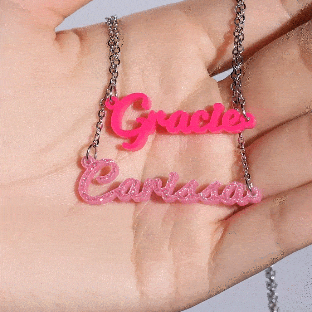Personalizado acrílico rosa nombre collar de moda chica colgante de joyería multicolor disponible regalo de cumpleaños para ella