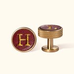 Personalised Leather Gold Initial Cufflinks Wedding Birthday Father's Day Gift for Men Groomsmen