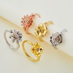 Henkilökohtainen Dainty syntymä kukka sormus syntymäkivi äitienpäivä syntymäpäivälahja hänelle