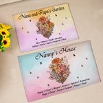 Personalized Nana and Papa's Garden Birth Flower Bouquet Doormat with Names Birthday Housewarming Gift for Family Mom Grandma