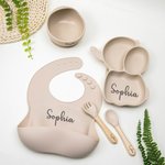 Personalizado Plato Dividido con Ventosa de Silicona de Calidad Alimentaria Juego de Alimentación para Bebés Forma de Elefante Regalo para Bebés